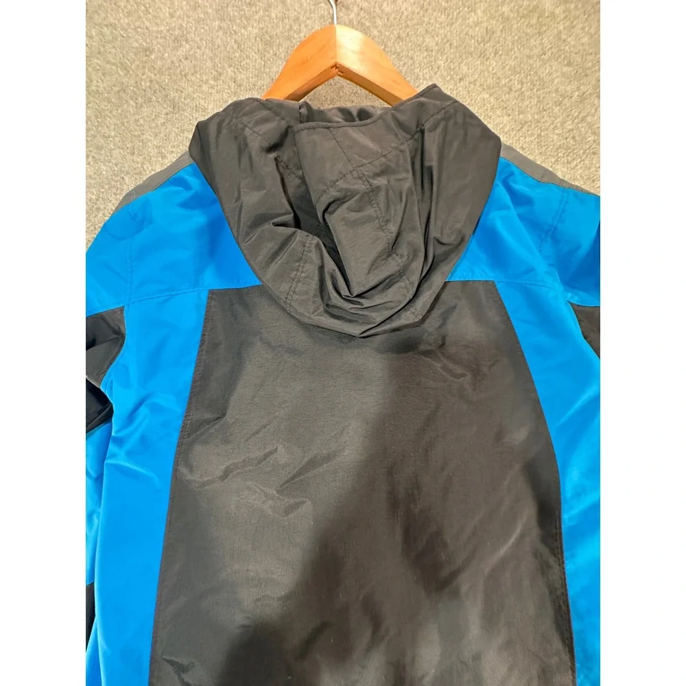Columbia Interchange Jacket Mens Large 14/16 Black Blue Hooded Colorblock Shell